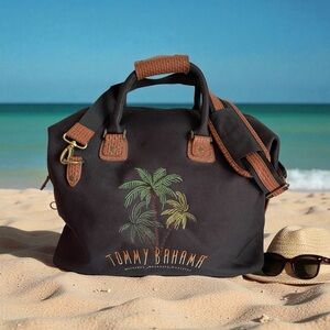 Tommy Bahama Charcoal Tote with Tropical Embroidery